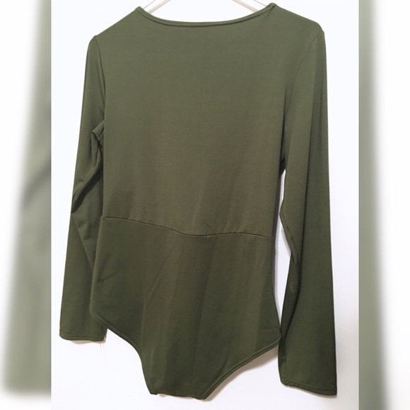 Army Green Lace-Up Bodysuit - Picture 3 of 3